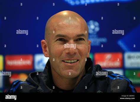 Real Madrid Head Coach Zinedine Zidane during a press conference at the ...