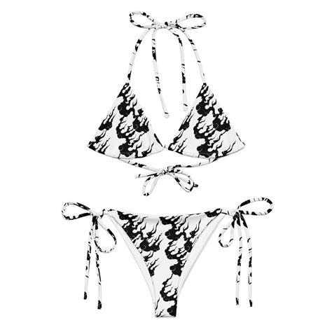 Hellbound Recycled Bikini Black Flames White Black Widow Yoga