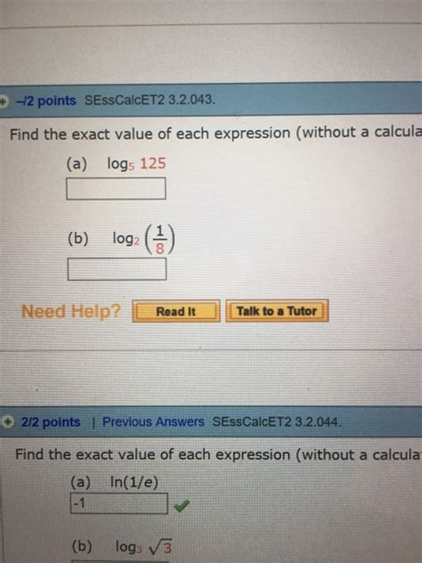 Solved Find The Exact Value Of Each Expression A Log 5 Chegg