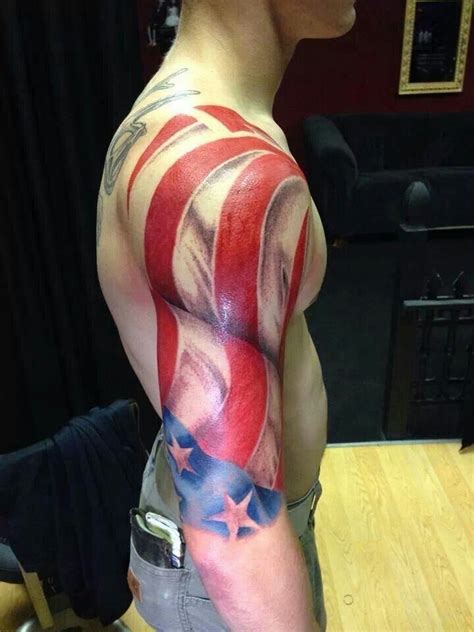 Colorful usa flag tattoo on arm - Tattooimages.biz