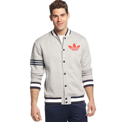 Adidas Originals Varsity Remix Fleece Jacket In Gray For Men Lyst