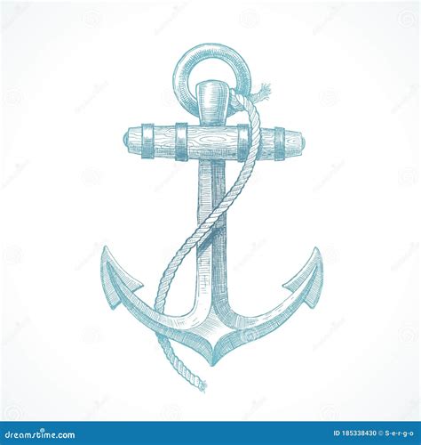 Vintage Anchor Logo Elements Set With Boat Rope And Ship Chain Cartoon