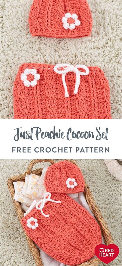 Free Just Peachie Cocoon Set Crochet Pattern Using Red Heart Yarn