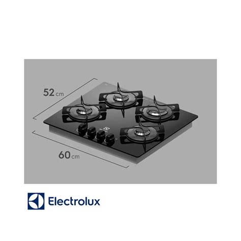 Encimera A Gas Empotrable Electrolux 4 Quemadores 60 Cm Vidrio GC60M