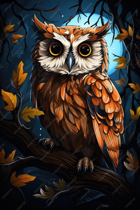 Premium AI Image | a brown and white owl sitting on a branch a drawing