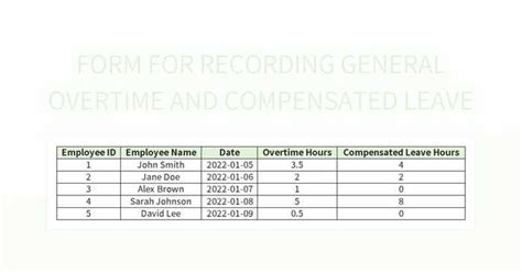 Efficient Form For Tracking Overtime And Paid Time Off Excel