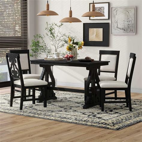 Amazon Merax Piece Retro Dining Set For Wooden Rectangular