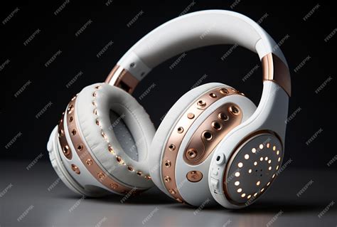 Premium Photo A Pair Of White And Gold Headphones