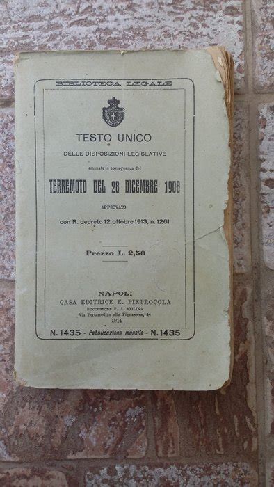 Testo Unico Delle Disposizioni Legislative Terremoto Del Catawiki