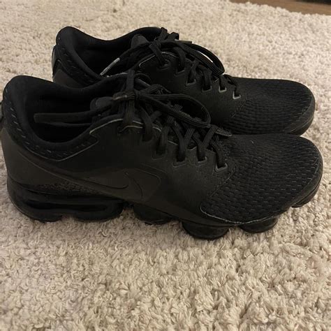 nike air vapormax triple black, size 5.5 but fits... - Depop