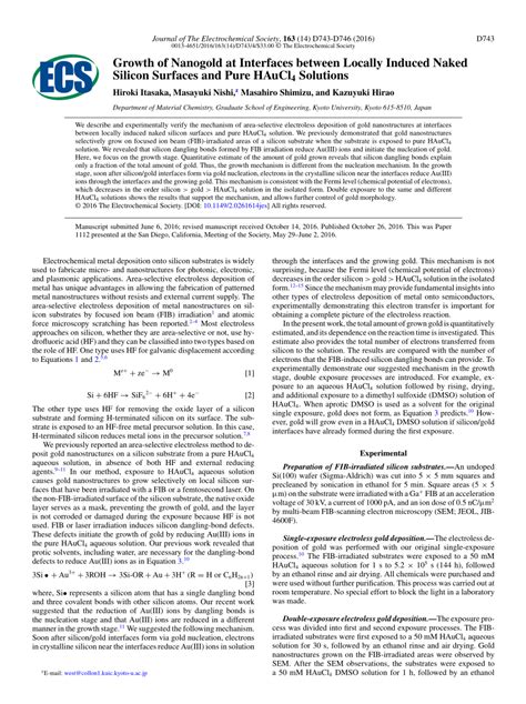 Growth Of Nanogold At Interfaces Between Locally Induced Naked Silicon