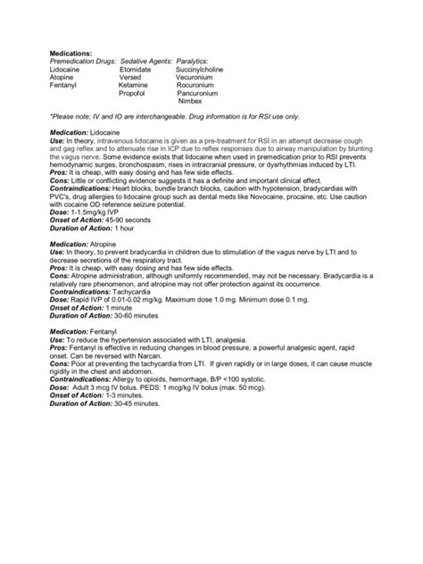 RSI Medications | PDF | Midazolam | Anesthesia