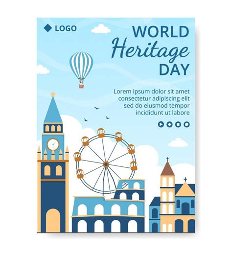 World Heritage Day Poster Template Flat Design Illustration Editable of ...