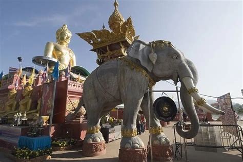 Glass Coaster Of Huge Golden Buddha On The Banks Of The Mekong River