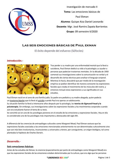 Las Emociones B Sicas De Paul Ekman Pdf