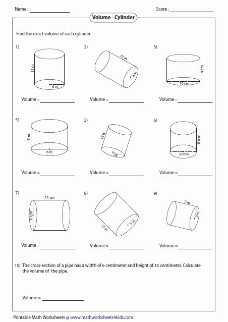 Volume Of Sphere Worksheets