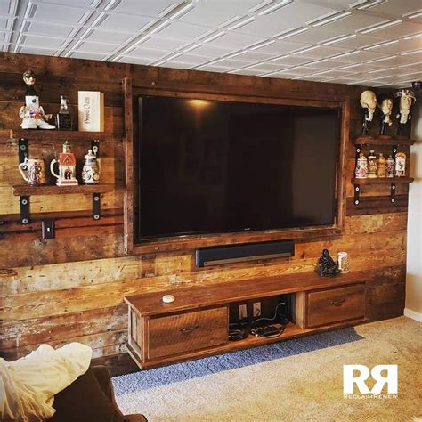 Rustic Media Wall | Small home theaters, Wood entertainment center ...