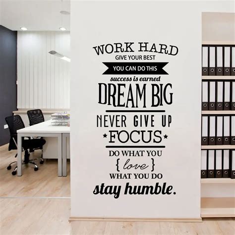 Office Motivational Quotes Wall Sticker Never Give Up Work Hard Vinyl