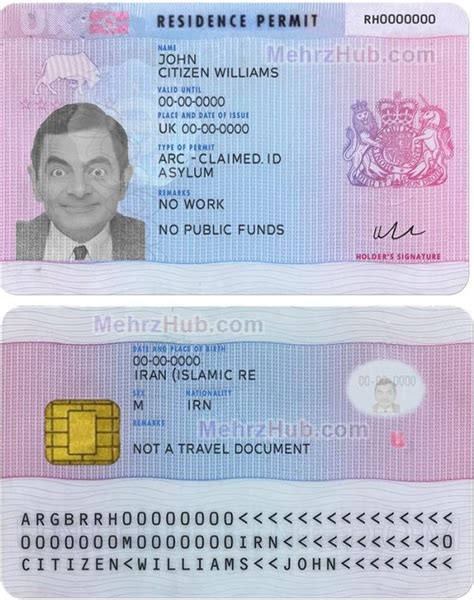 Editable Uk Residence Permit Psd Template Mehrzhub