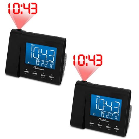 Electrohome Projection Alarm Clock With Am Fm Radio Battery Backup Auto Time Set Dual Alarm