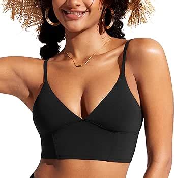 Amazon Crz Yoga Womens V Neck Bikini Tops Adjustable Spaghetti Straps Bathing Suit Sexy