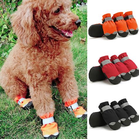 Walbest 4pcs Dog Shoes For Winter Dog Boots And Paw Protectors Fleece