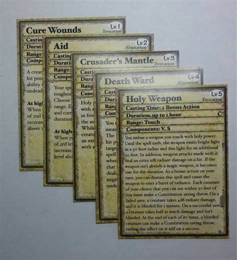 Dnd 5e Printable Spell Cards Printable Templates