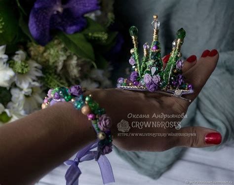 Мини корона на Заколке Лесная Царевна .В Изумрудном,фиолетовом,золотом ...