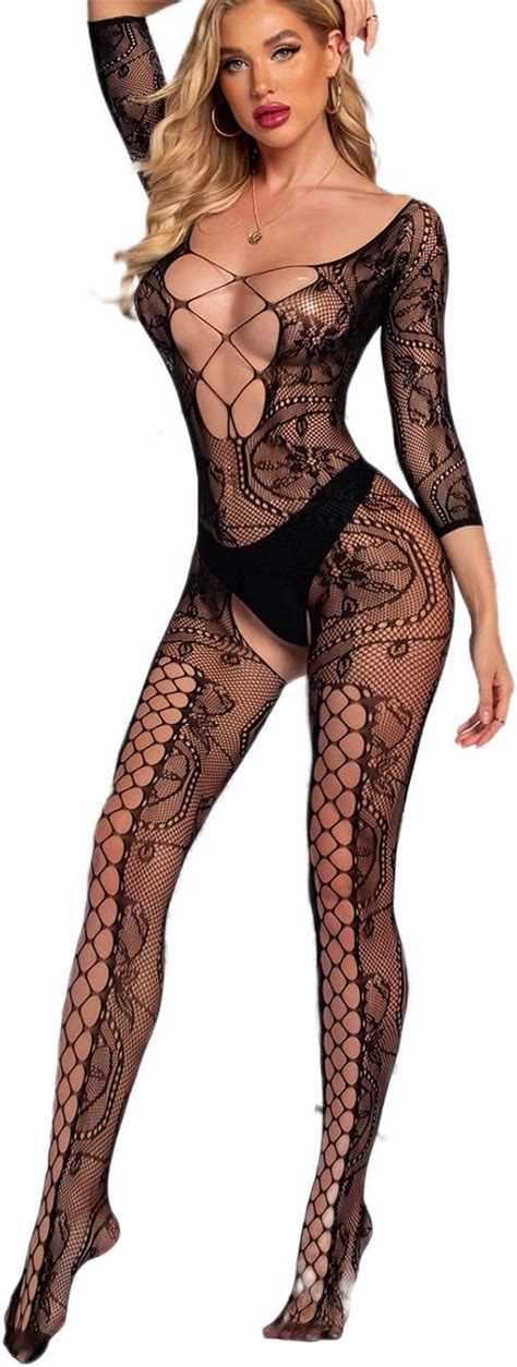 Amazon Geckowi Womens Fishnet Lingerie Bodysuit Bodystocking Clothing Shoes Jewelry