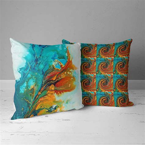 Teal Orange Throw Pillow Covers Art Pillow Case Cushion - Etsy