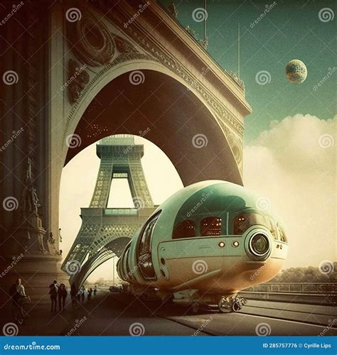 Futuristic Vintage Paris: 70s Metro Architecture - Generative Ai Stock