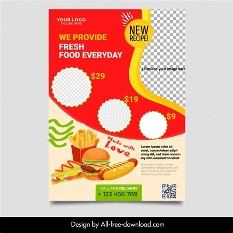 Fast Food Restaurant Flyer Template Modern Elegance Vectors Images