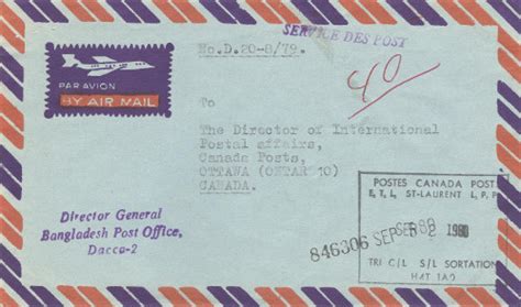 This registered letter was mailed from the Bureau de Post, Dhaka on 29 ...