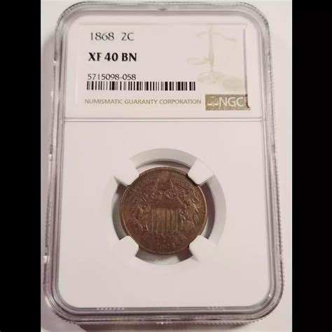 1868 Two Cent Piece NGC XF 40 BN Bob Paul Rare Coins