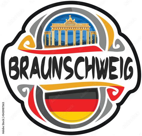 Braunschweig Germany Flag Travel Souvenir Sticker Skyline Landmark Logo