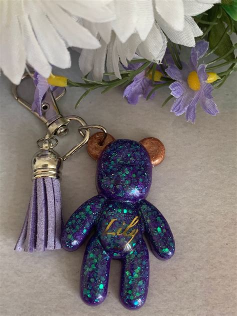 Customized Teddy Bear Keychain Resin Handmade Etsy