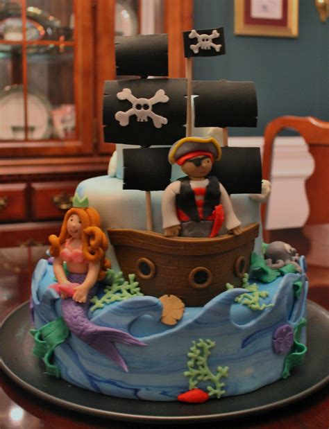 Pirates And Mermaids Pirates And Mermaids Pirate Cake Mermaid Birthday Cakes Pirate Birthday