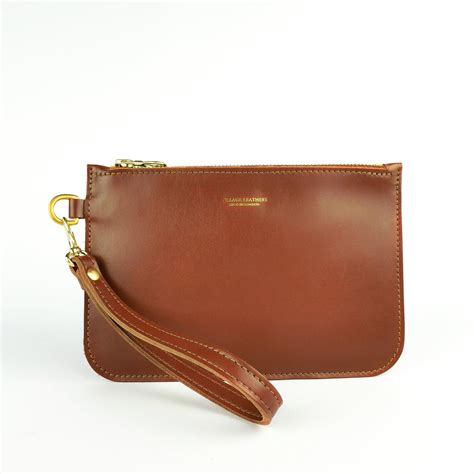 Tan Leather Clutch Bag Handmade Soft Italian Leather Wristlet