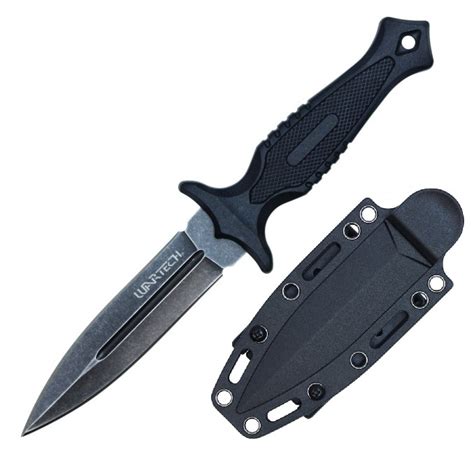 Dagger Wartech Fixed Blade Double Edge Combat Knife Black Gray Hard