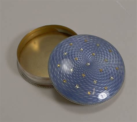 Antiques Atlas Silver Guilloche Enamel Box Gold Stars