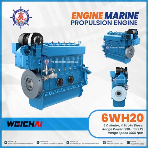 Engine 6WH20 Series Marine Propulsion WEICHAI For Propeller Marine - PT ...