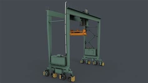 D Model Pbr Rubber Tyred Gantry Crane Rtg V Green Light Vr Ar