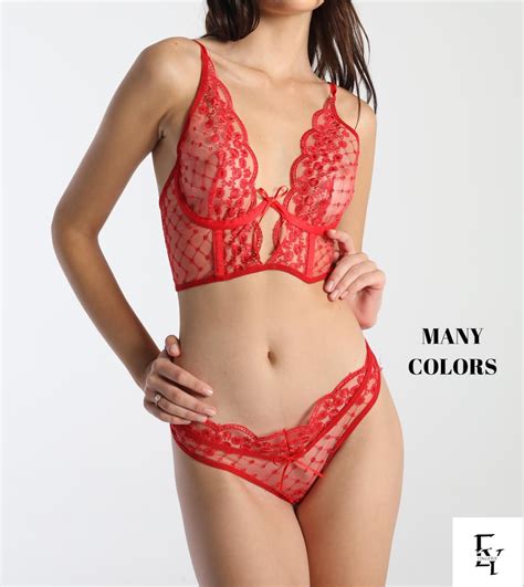 Red Lace Lingerie Set Best Gift Wedding Lingerie Sexy Lingerie
