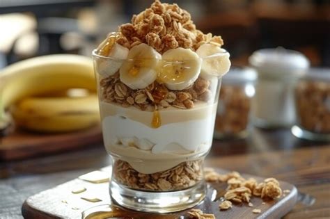 Premium Photo Greek Yogurt Parfait Layered With Granola Honey And