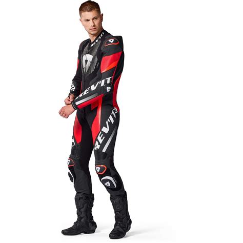 Rev'it Hyperspeed 3 One-Piece Motorcycle Suit Black Neon Red For Sale