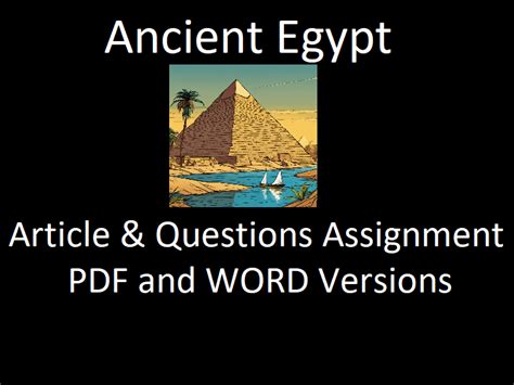 Ancient Egyptian Social Structure Article Questions Assignment