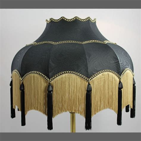 Scalloped Edge Shade In Black Plain Fringe Striking Scalloped Lampshade