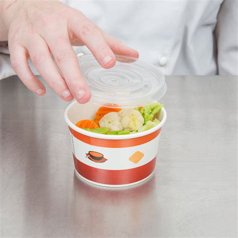 Choice 8 Oz Double Poly Coated Paper Soup Hot Food Cup With Vented Plastic Lid 25 Pack