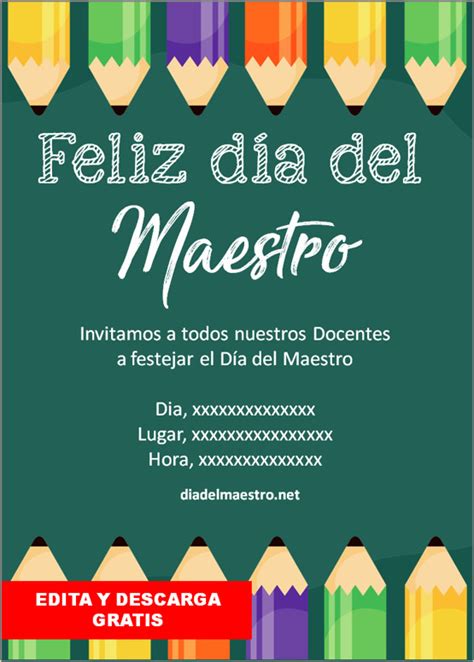 Invitaciones D A Del Maestro Feliz D A Del Maestro