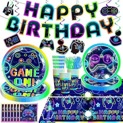 Amazon Gamer Birthday Party Decorations Tableware Set Video Game